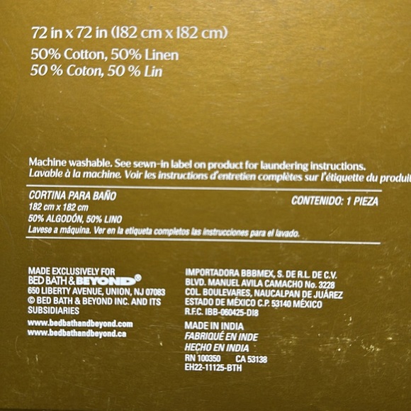 EVERHOME Henley Leaf Print Shower Curtain (75 x 75) - Picture 3 of 3